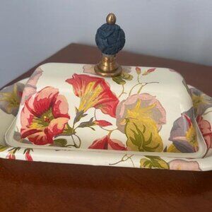 Mackenzie-Childs Morning Glory Butter Dish~  EUC  ! D*I*S*C*O*U*N*T*I*N*U*E*D !
